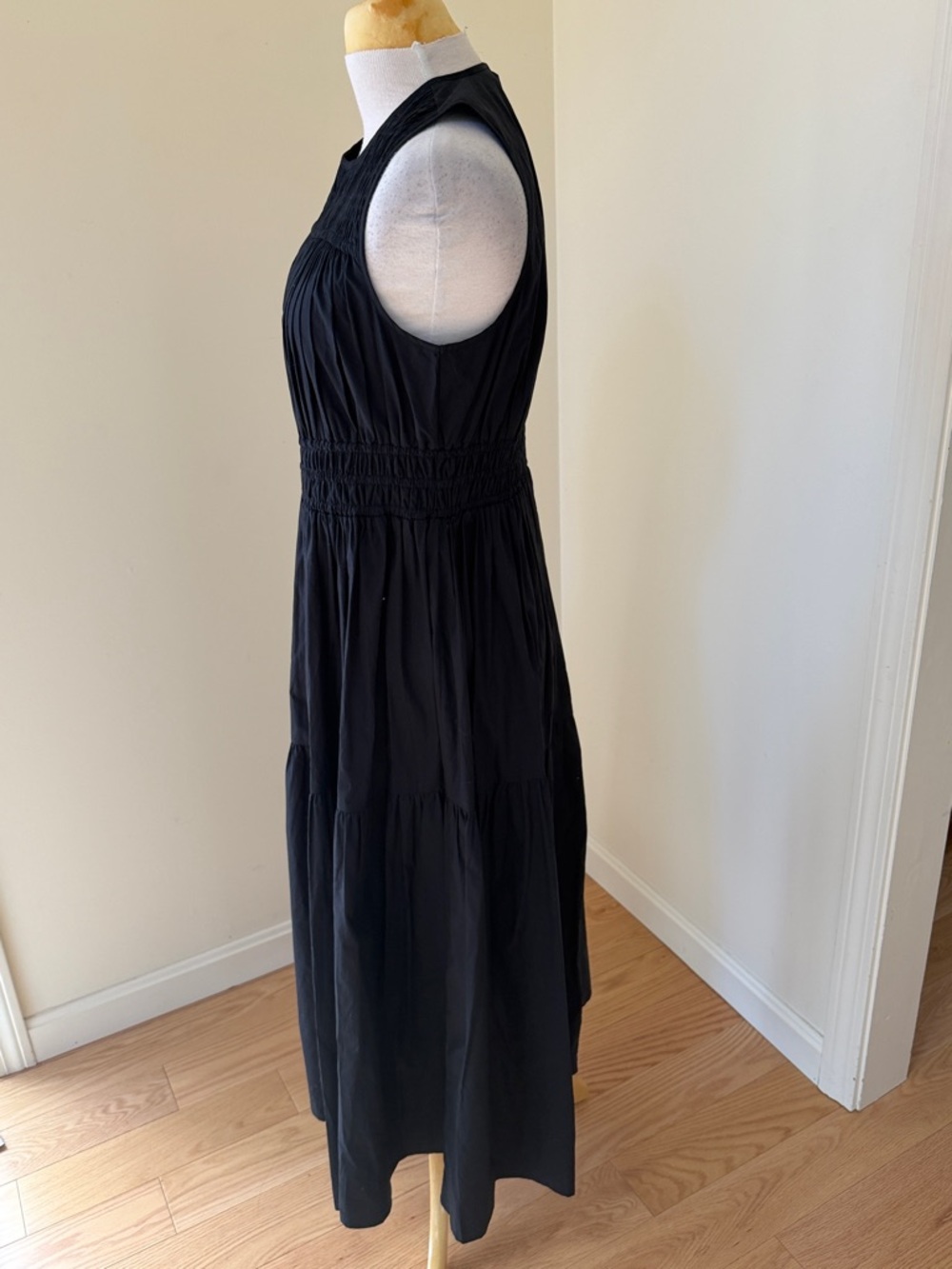 Nobody’s Child Sz 8, black cotton sleeveless  dress with smocking.UK size 12. - Picture 6 of 10